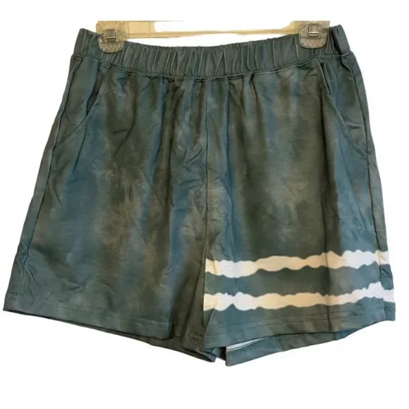 Tie-dyed Stripes Long Sleeve Shorts Lounge Set MEDIUM (606) - Picture 3 of 6
